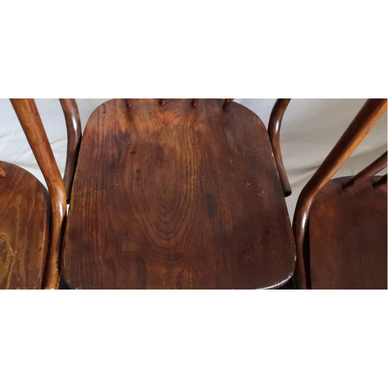 Conjunto de 4 cadeiras de barco de madeira vintage