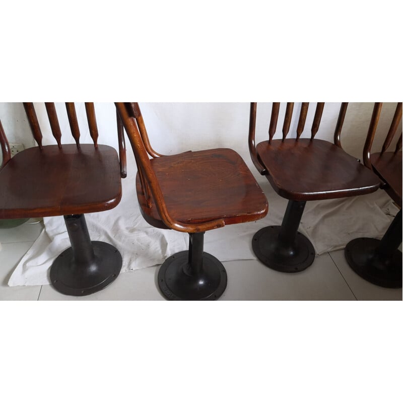 Set of 4 vintage wooden boat chairs