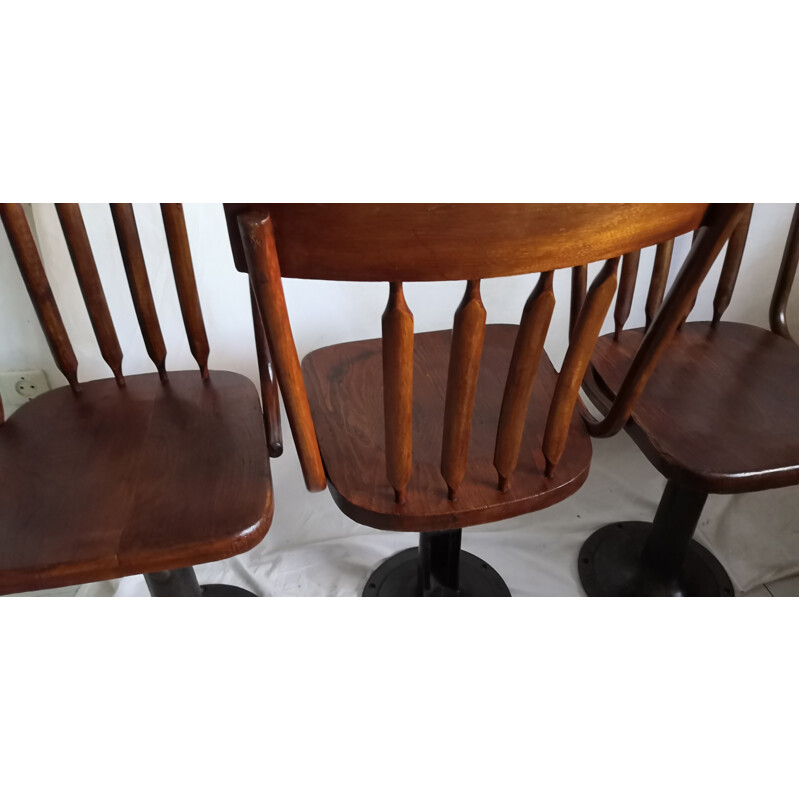 Set of 4 vintage wooden boat chairs