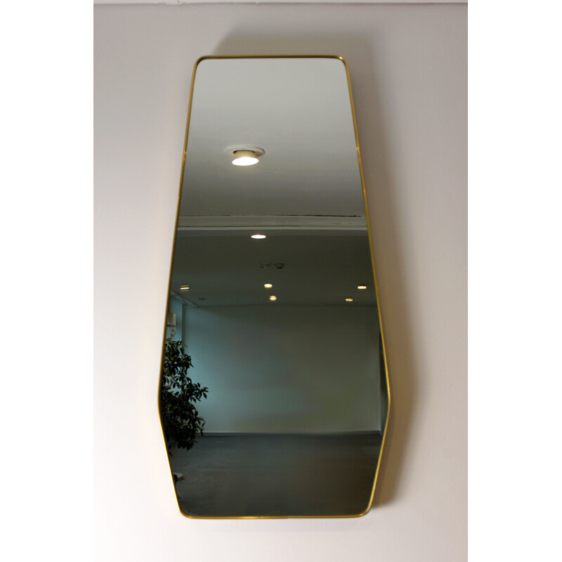 Specchio d'epoca in ottone dorato, Italia 1960