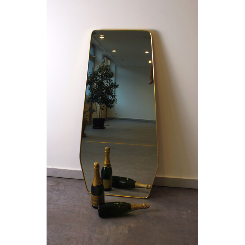 Vintage mirror in gilded brass, Italy 1960