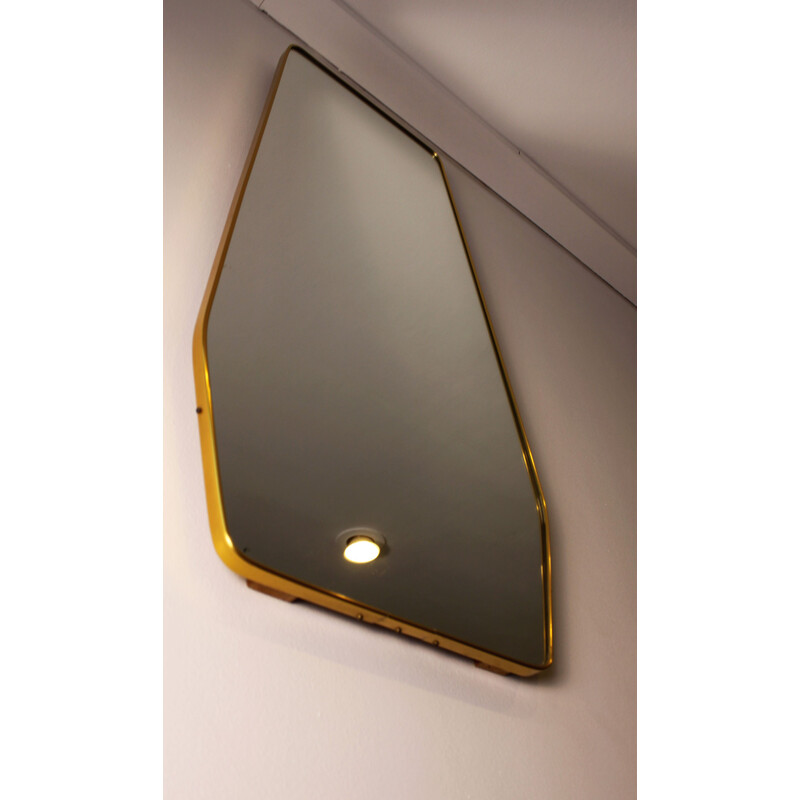 Specchio d'epoca in ottone dorato, Italia 1960
