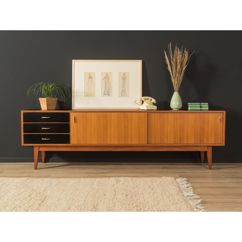 Vintage walnut sideboard with two sliding doors, Germany 1960s