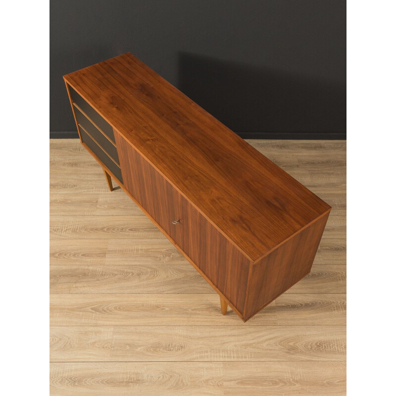 Vintage walnut sideboard with three formica-coated drawers in black, Germany 1960s