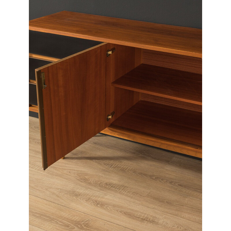 Vintage walnut sideboard with three formica-coated drawers in black, Germany 1960s