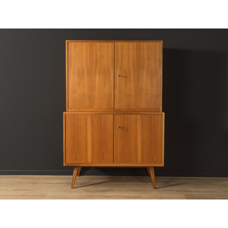 Vintage walnut cabinet with four doors, Germany 1950s