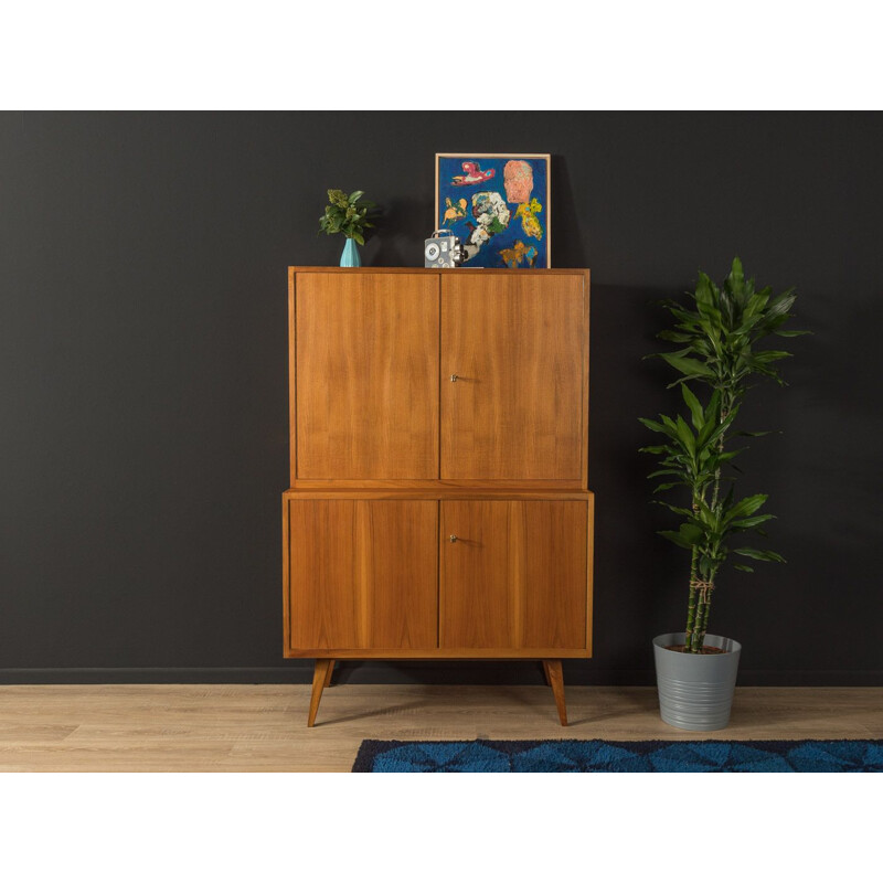 Vintage walnut cabinet with four doors, Germany 1950s