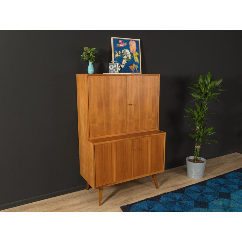 Vintage walnut cabinet with four doors, Germany 1950s