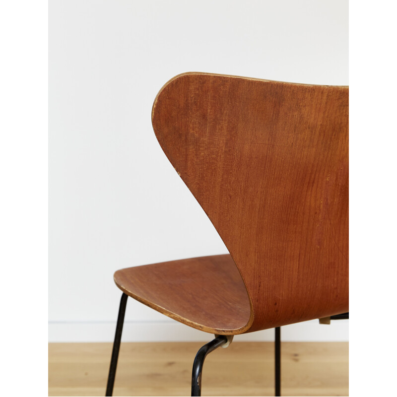 Silla de teca 3107 vintage de Arne Jacobsen para Fritz Hansen