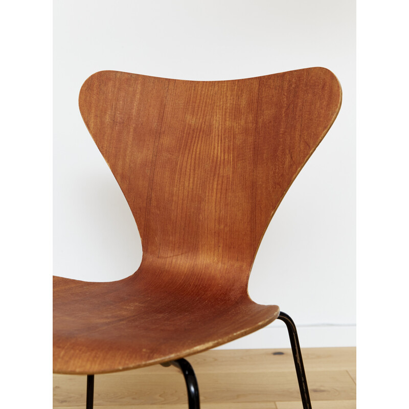 3107 vintage teakhouten stoel van Arne Jacobsen voor Fritz Hansen