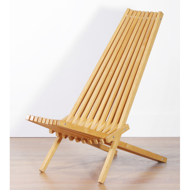 Beautiful chaise longue in beech, Jean-Claude DUBOIS - 1970s