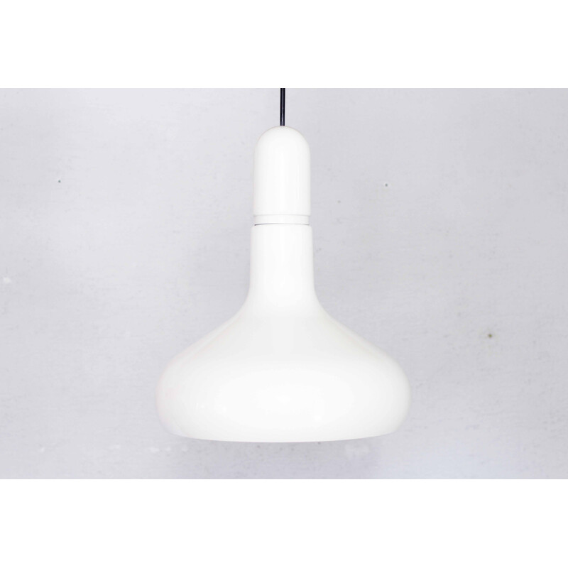 Vintage white plastic and metal pendant lamp by Staff Leuchten, 1970