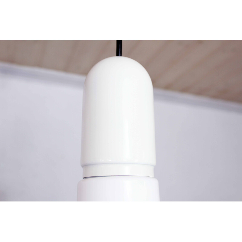 Vintage white plastic and metal pendant lamp by Staff Leuchten, 1970