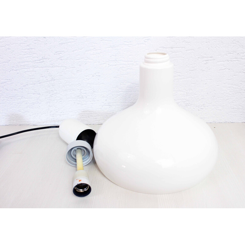 Vintage white plastic and metal pendant lamp by Staff Leuchten, 1970