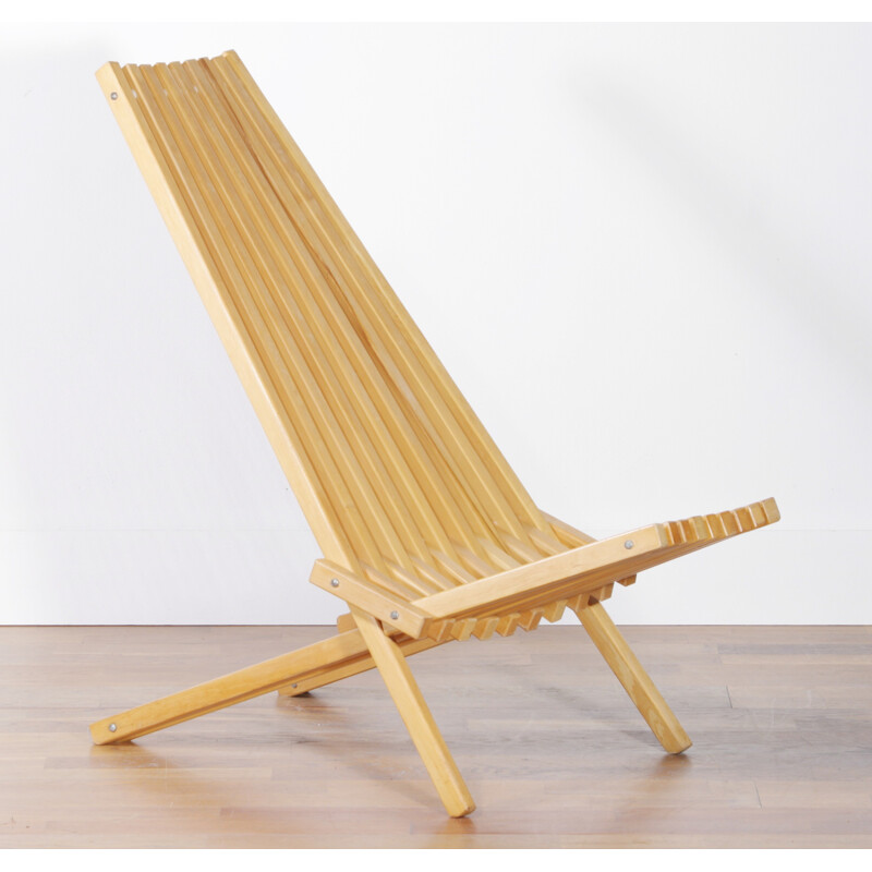 Beautiful chaise longue in beech, Jean-Claude DUBOIS - 1970s