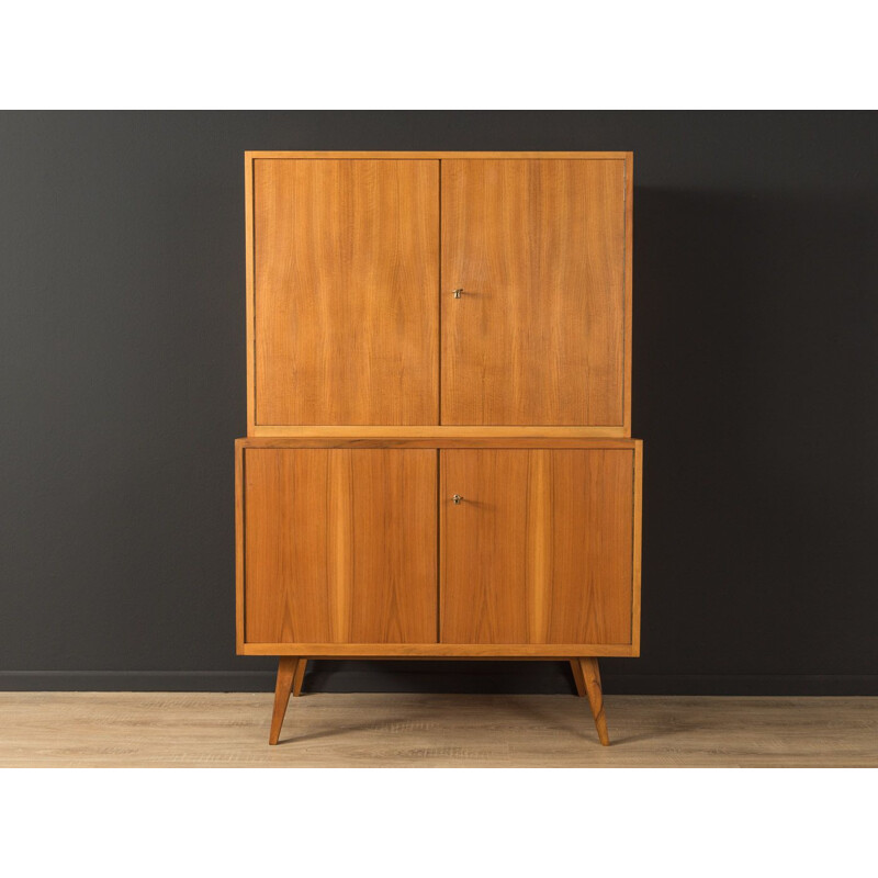 Vintage walnut cabinet with four doors, Germany 1950s