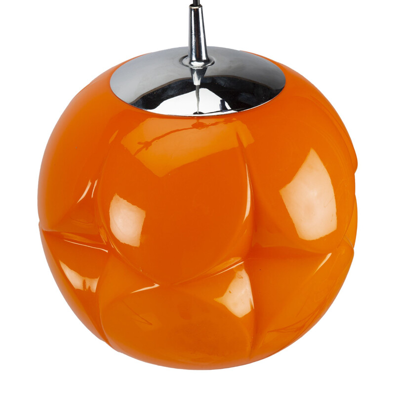 Orange vintage chrome pendant lamp by Peil & Putzler