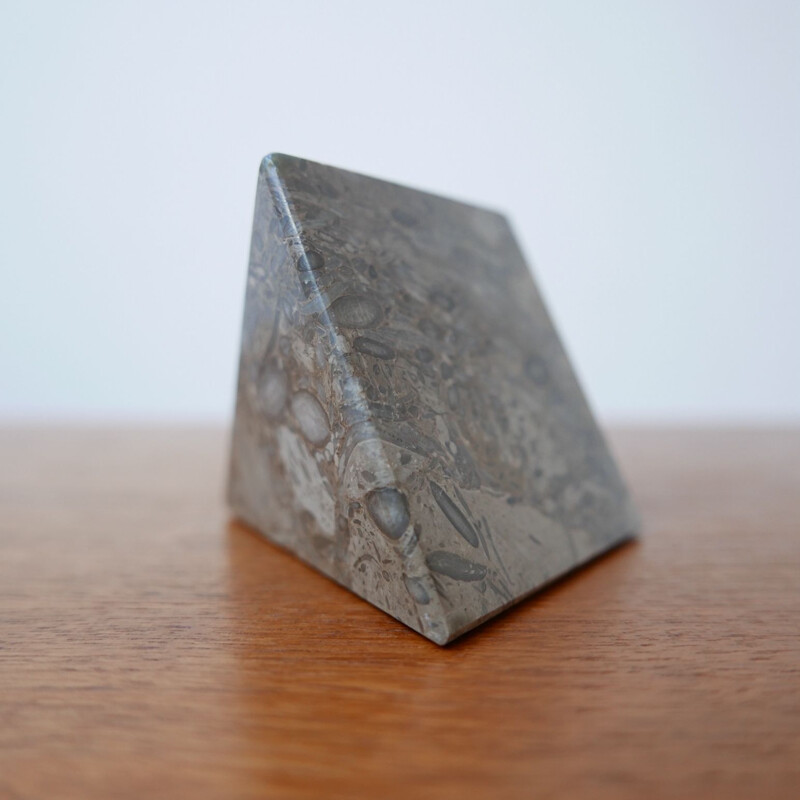 English vintage marble stone paperweight pyramid, 1930s