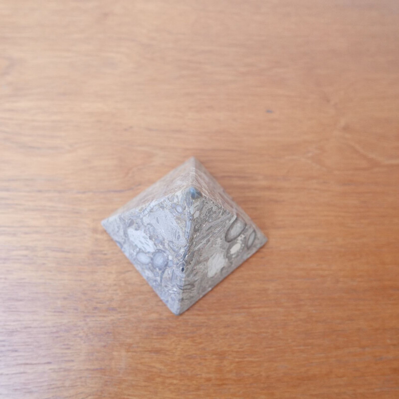 English vintage marble stone paperweight pyramid, 1930s