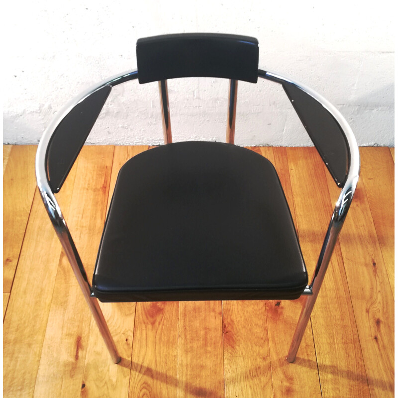 Silla Artelano vintage en piel tapizada