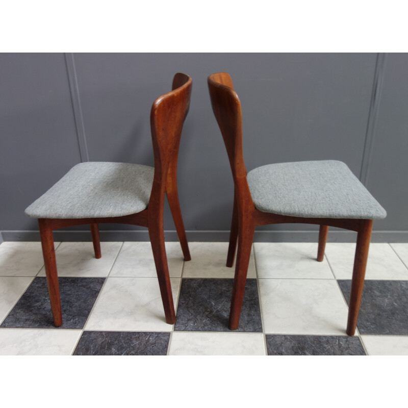 Paire de chaises danoises vintage en teck et tissu gris par Niels Koefoed, 1960