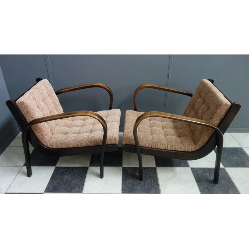 Pair of vintage armchairs in pink by Antonin Kropacek and Karel Kozelka for Interier Praha