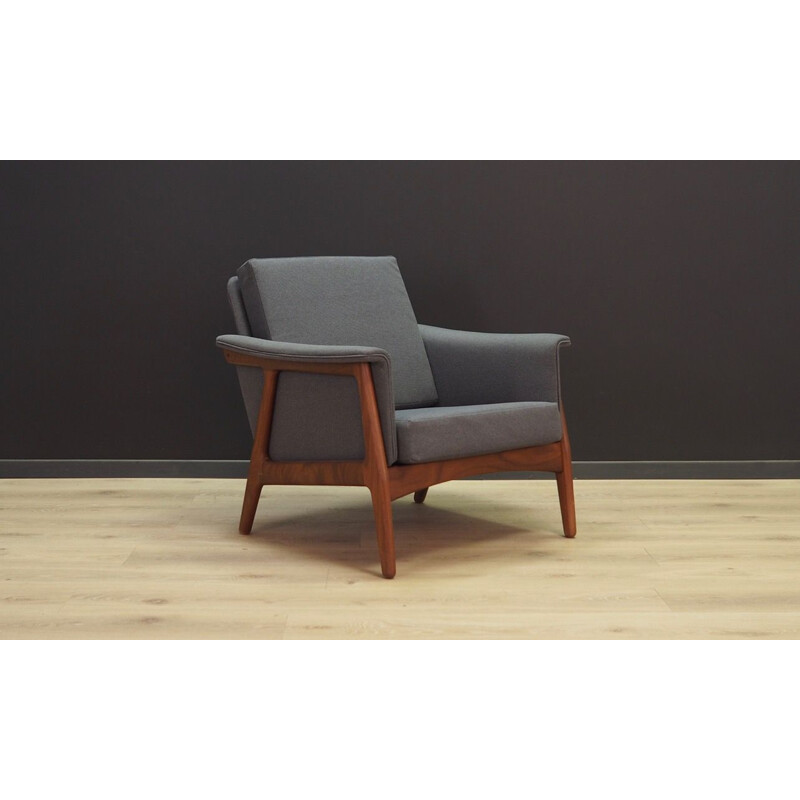 Vintage Deense fauteuil in grijze stof, 1960-1970