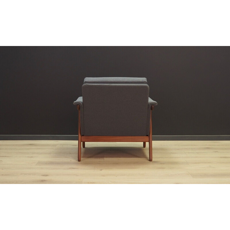 Dänischer Vintage-Sessel mit grauem Stoffbezug, 1960-1970