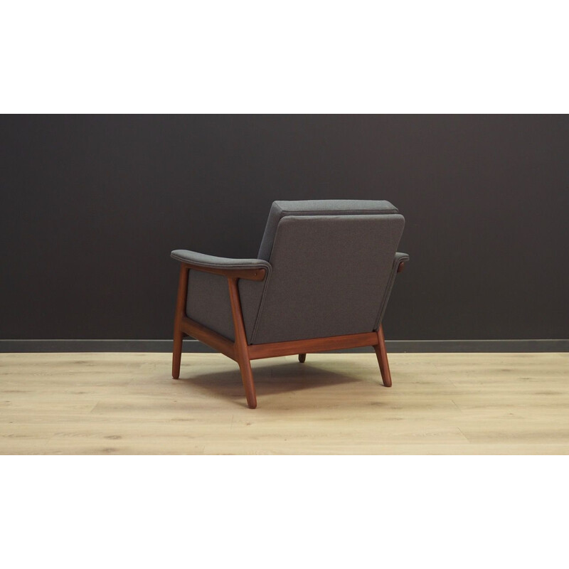 Vintage Deense fauteuil in grijze stof, 1960-1970