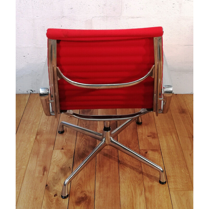 Vintage Eames Ea116 armchair in red fabric by Charles & Ray Eames for Vitra