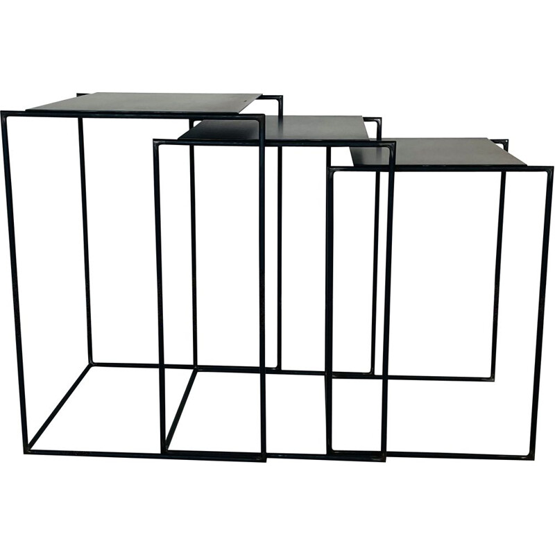 Vintage steel nesting table by Franck for Michel Robichez, France 1990