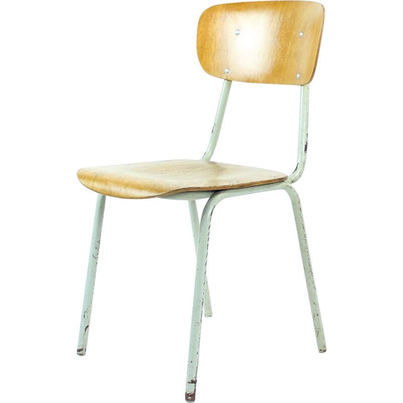 Vintage school chair in metal and plywood by Kovona, Czechoslovakia 1960s