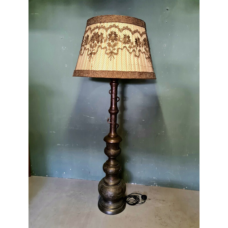Vintage Japanse bronzen vloerlamp