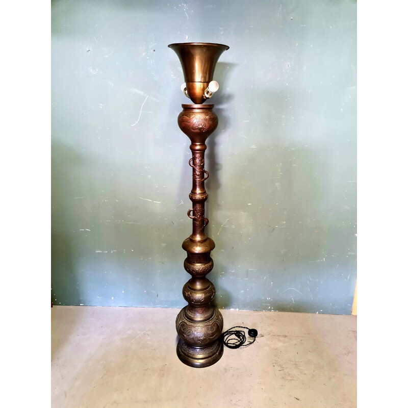 Vintage Japanese bronze floor lamp