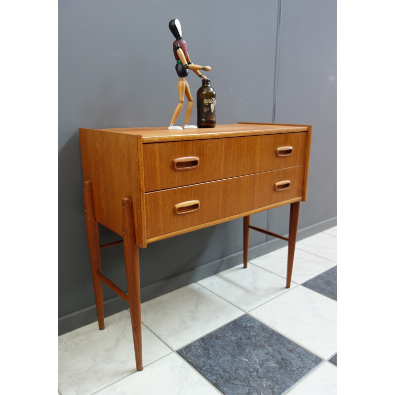 Teak vintage chest of drawers with 2 drawers, Denmark 1960s