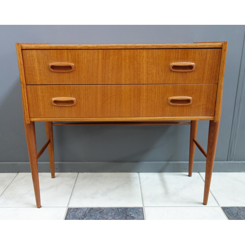 Teak vintage chest of drawers with 2 drawers, Denmark 1960s