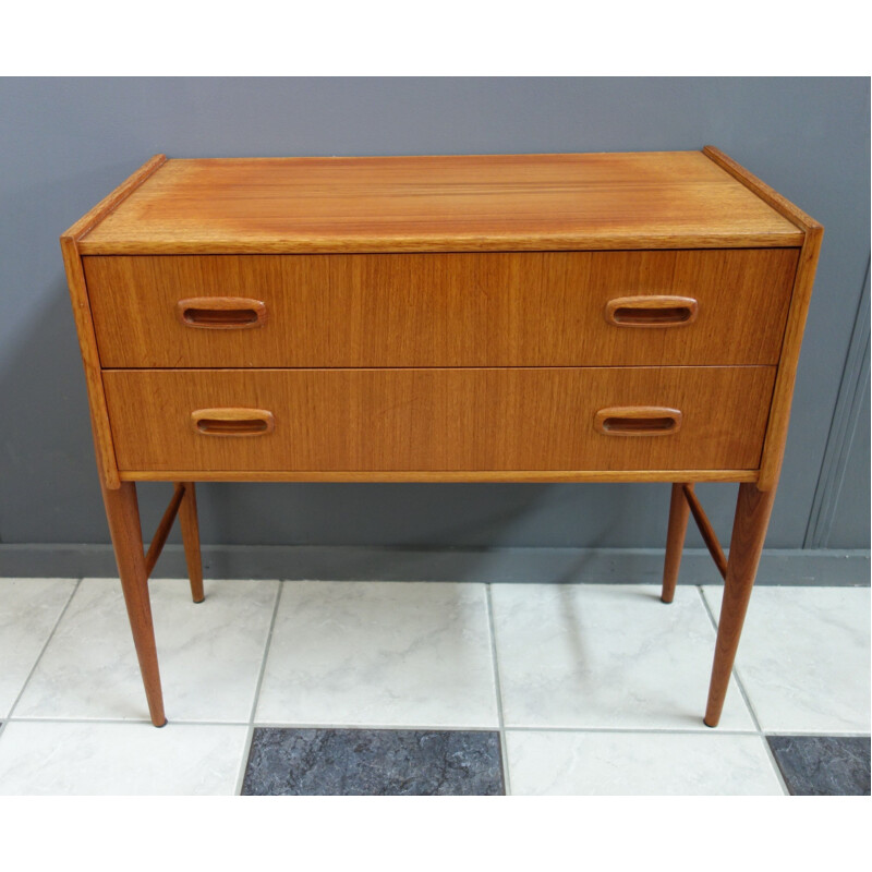 Teak vintage chest of drawers with 2 drawers, Denmark 1960s