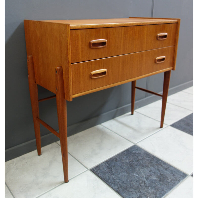 Teak vintage chest of drawers with 2 drawers, Denmark 1960s