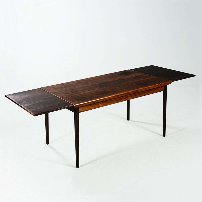 Rectangular Dutch rosewood vintage dining table with extensions, 1960s