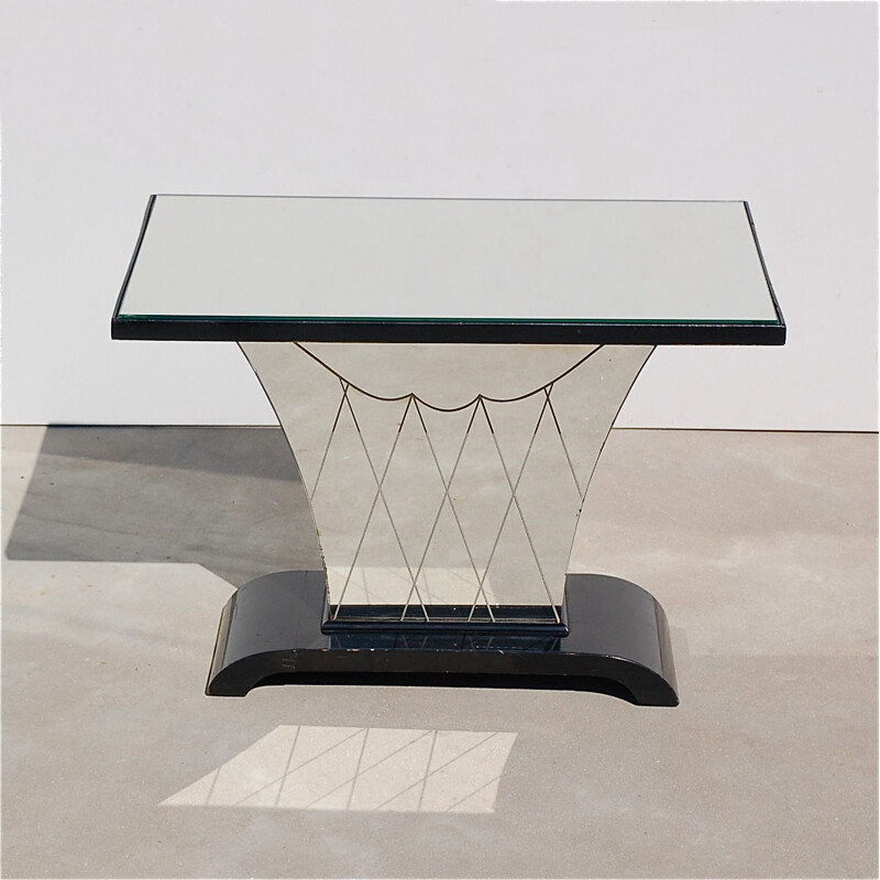 Art Deco vintage mirrored side table, Belgium 1930s