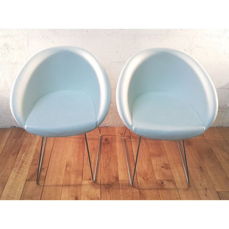 Vintage Gliss 930 armchair in white leather by Pedrali