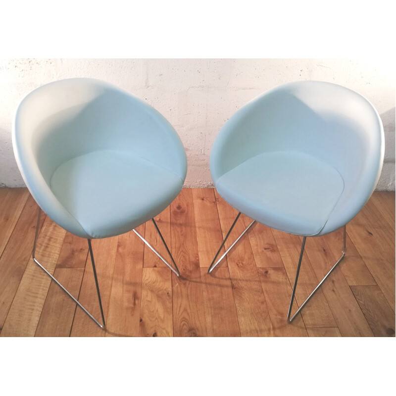 Vintage Gliss 930 armchair in white leather by Pedrali