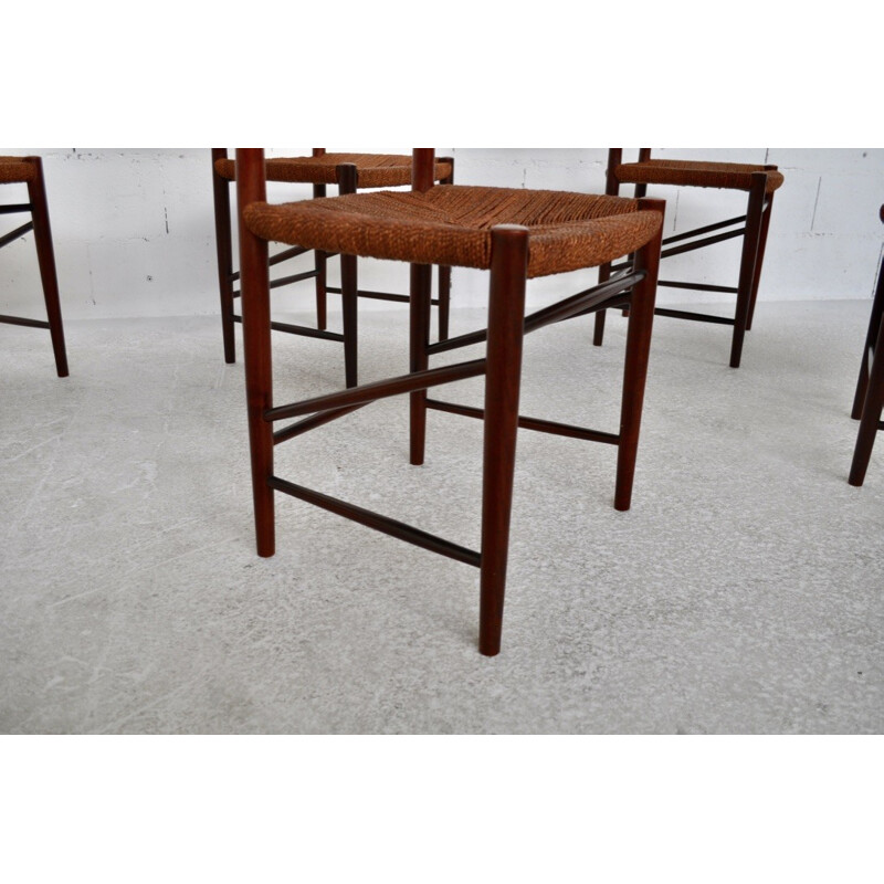 Set of 6 Soborg Mobelfabrik chairs in teak, Peter HVIDT & Orla MOLLGAARD-NIELSEN - 1950s