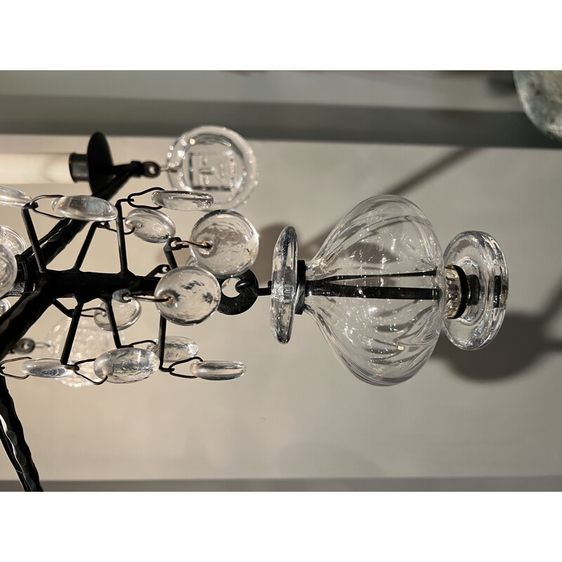 Vintage 8-arm chandelier by Erik Hoglund, Sweden 1970