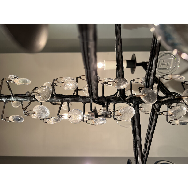 Vintage 8-arm chandelier by Erik Hoglund, Sweden 1970