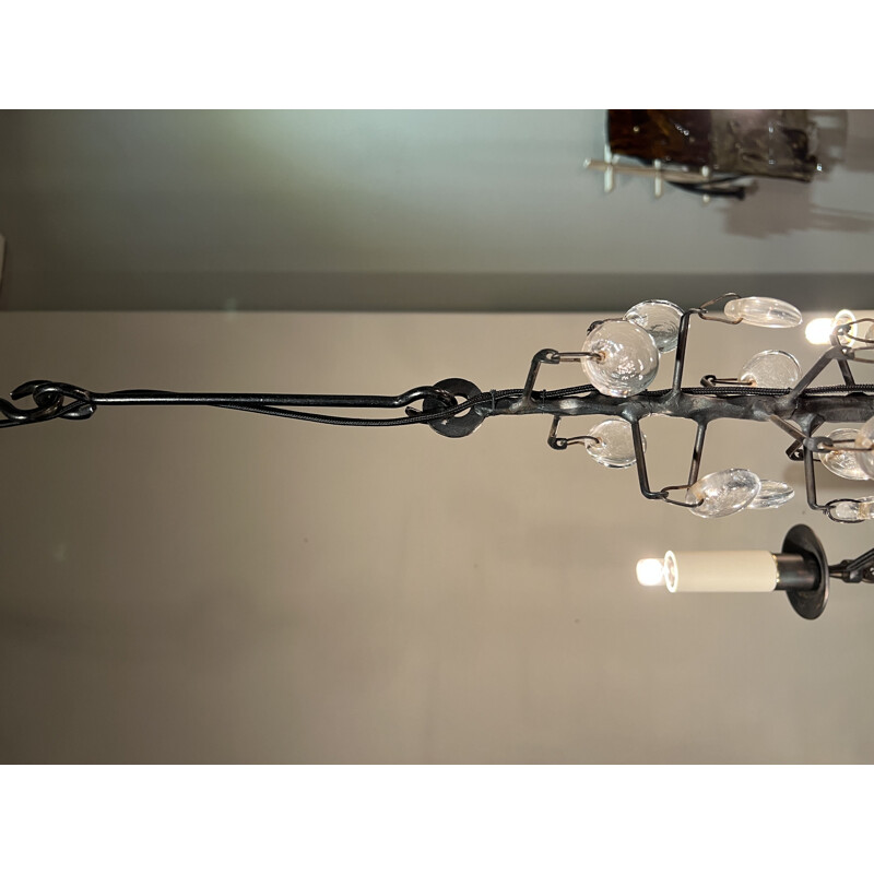 Vintage 8-arm chandelier by Erik Hoglund, Sweden 1970