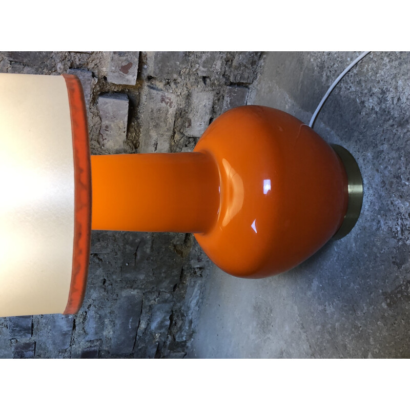 Vintage orange opal glass floor lamp, 1970