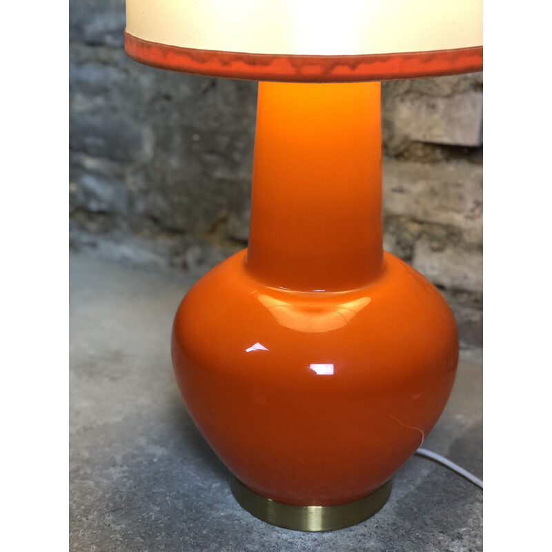 Vintage orange opal glass floor lamp, 1970