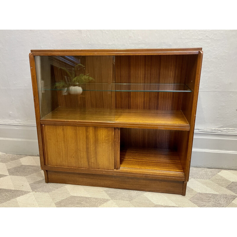 Bibliothèque vintage G Plan avec 2 portes coulissantes en verre