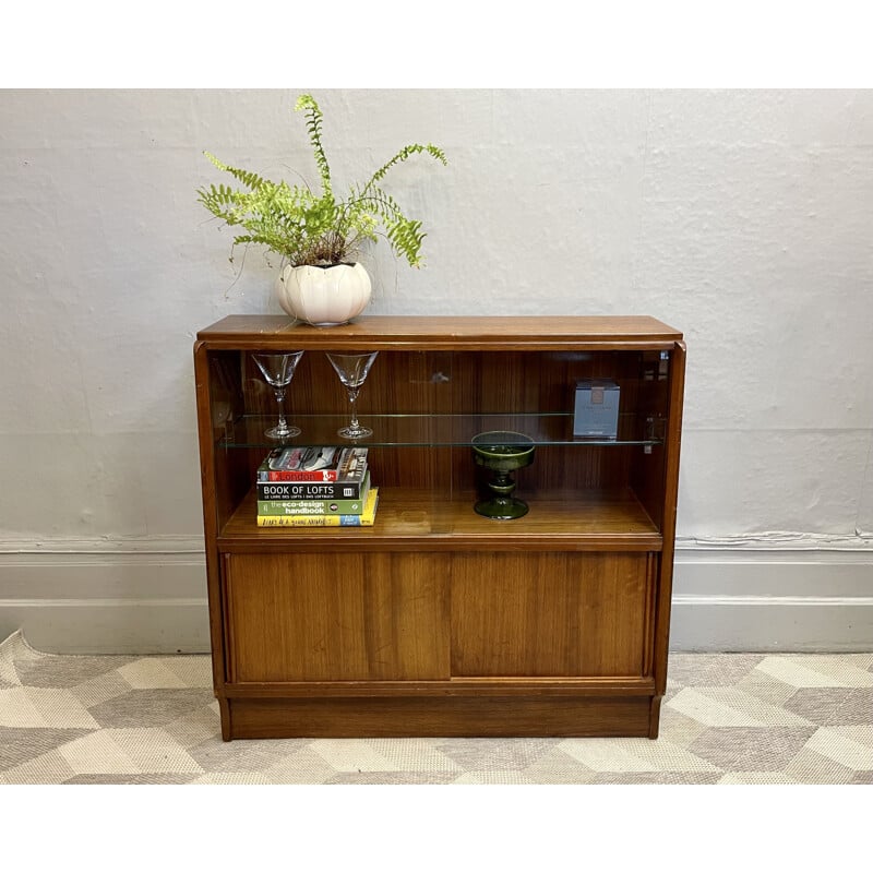 Vintage G Plan bookcase with 2 sliding glass doors